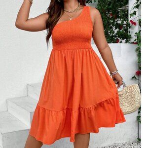 Breezaya Boho One Shoulder Orange Dress 0